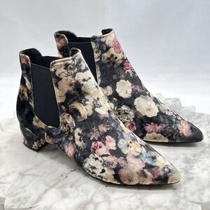 TOPSHOP-KRAZY-Chelsea Boots-Pointed Floral Velvet Booties-Sz 39-8.5-Near Mint